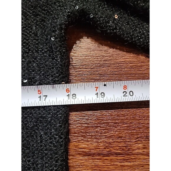 MODA International Black Loose Crochet Sweater With Sequin Accents Size XL - Picture 8 of 9